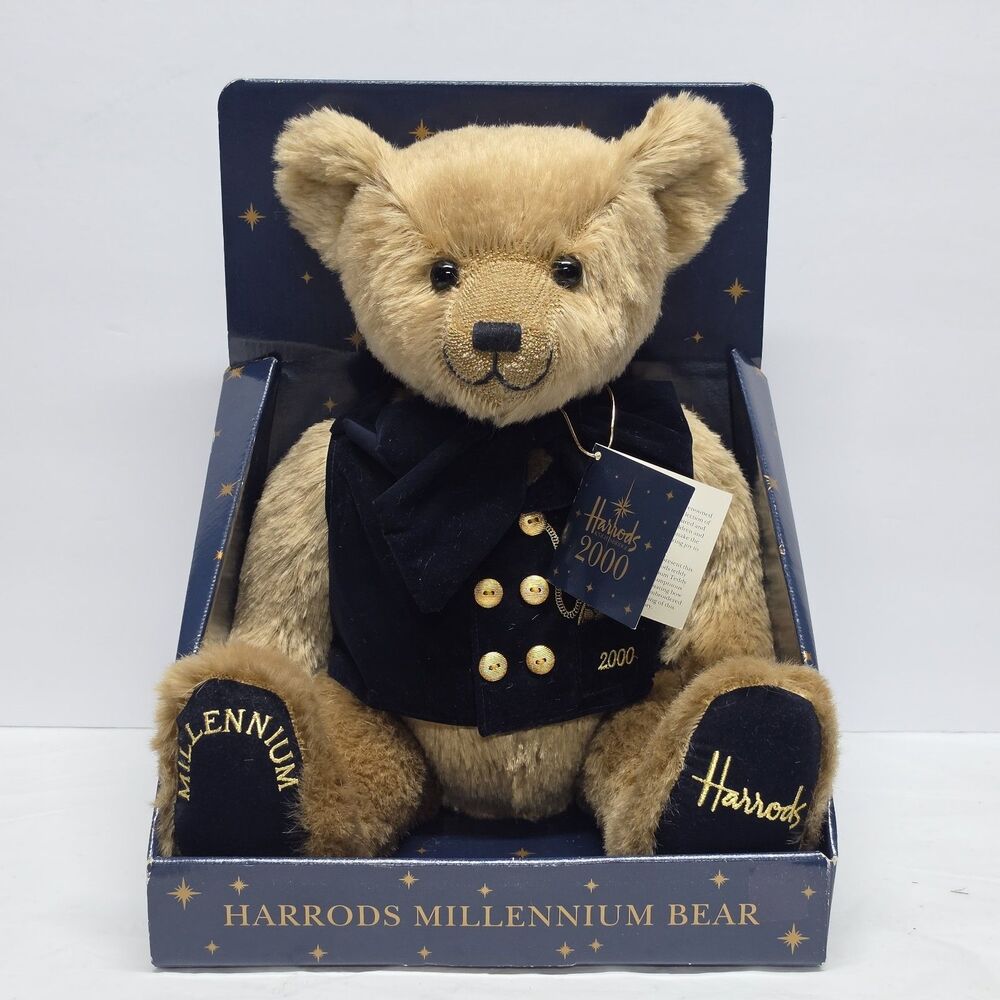 Vintage Harrods Millennium 2000 Teddy Bear NIB NEW Limited Edition Navy Jacket